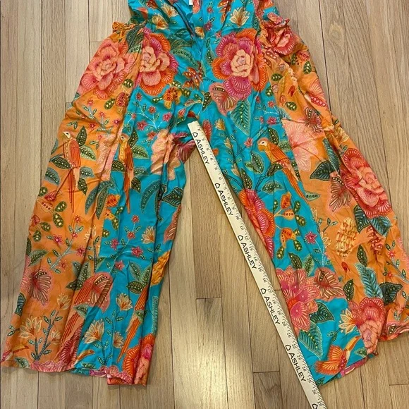 FARM Rio Tropical Floral Wide-Leg Pants - Teal and Orange - Picture 7 of 10